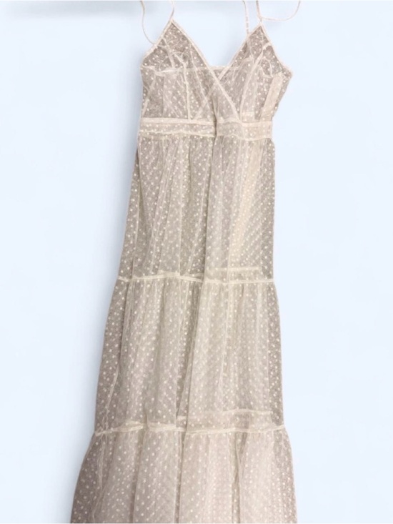 Lulus Dresses & Skirts - Lulu's Cream Polka Dot Sheer Maxi Dress